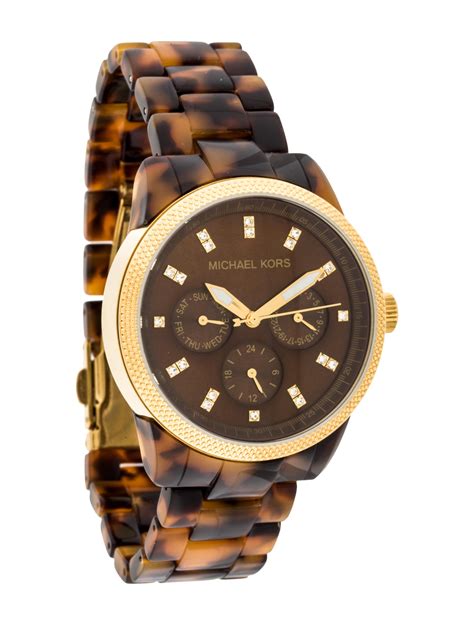 michael kors tortoise shell watch women's